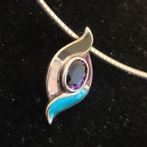 Sterling Silver Necklace w/Amethyst and Opal